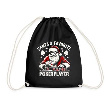 Christmas Santa Claus Poker Player - Drawstring Bag - black - Front