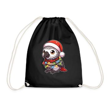 Noël guirlandes lumineuses perroquet gris - Sac de sport léger - noir - Devant