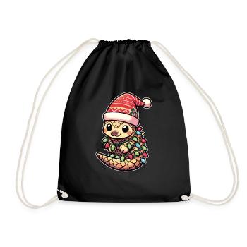 Santa Hat Christmas Fairy Lights Scales - Drawstring Bag - black - Front