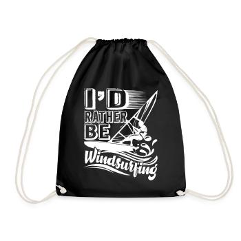 Windsurfing I'd Rather Be Windsurfing - Drawstring Bag - black - Front