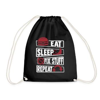 Eat Sleep Fix Stuff Repeat Auto Mechanic Car - Drawstring Bag - black - Front