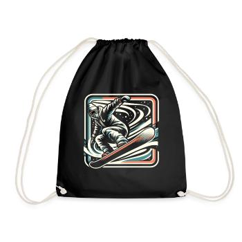 Snowboard action: piste hero on the board - Drawstring Bag - black - Front
