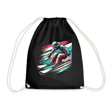 Winter Thrill: Skiers in the Snow - Drawstring Bag - black - Front