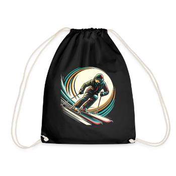 Piste hero: Skiers in action - Drawstring Bag - black - Front