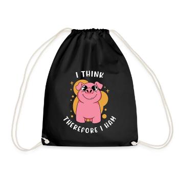 Pig Farming I Think Therefore I Ham Pig Breeding - Drawstring Bag - black - Front