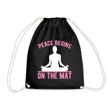 Peace Begins On The Mat Spiritual Yoga Meditation - Turnbeutel - Schwarz - Vorne