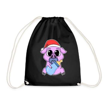 Pig Baby Christmas - Drawstring Bag - black - Front