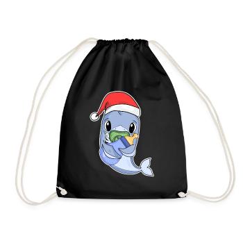 Requin bébé Noël - Sac de sport léger - noir - Devant