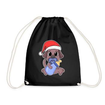 Dog Baby Christmas - Drawstring Bag - black - Front