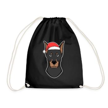 Dobermann Hund Tier Weihnachten - Turnbeutel - Schwarz - Vorne