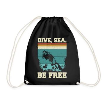Scuba Diving, Scuba Diving, Holiday Sea Diver - Drawstring Bag - black - Front