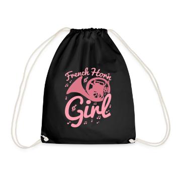 French Horn Girl - Drawstring Bag - black - Front