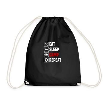 Eat, sleep, camp, repeat - Drawstring Bag - black - Front