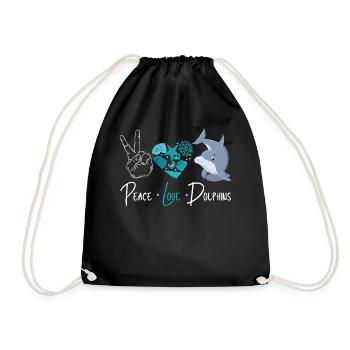 Dolphin Peace Love Dolphin - Turnbeutel - Schwarz - Vorne