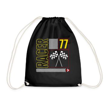 Halloween-Hemd, Racer 77 Kariertes Fahnendesign T-Shirt - Turnbeutel - Schwarz - Vorne