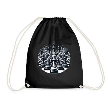 LineArt Schachzug Schach Geschenk - Turnbeutel - Schwarz - Vorne