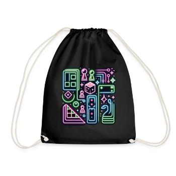 Board Game Adventure in Neon and Cyber Style - Drawstring Bag - black - Front