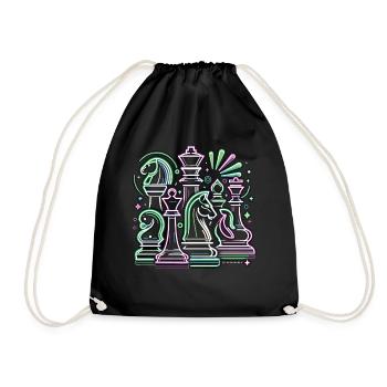 Neon Chess Futurism Chess Player T-Shirt - Drawstring Bag - black - Front