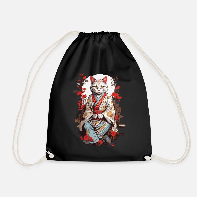 Kimono japonais chat ukiyo-e chat design - Sac de sport léger - noir