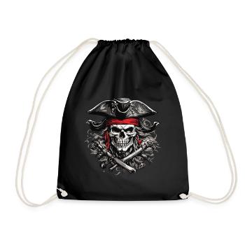Jolly Roger Pirate Skull Party Halloween Design - Drawstring Bag - black - Front