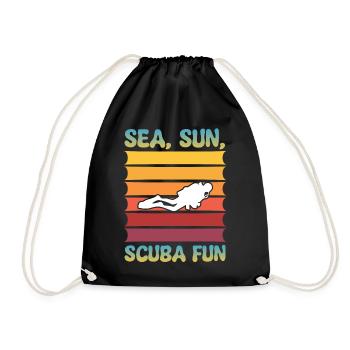 Scuba Diving, Scuba Diving, Holiday Sea Diver - Drawstring Bag - black - Front