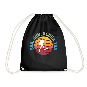Scuba Diving, Scuba Diving, Holiday Sea Diver - Drawstring Bag - black - Front