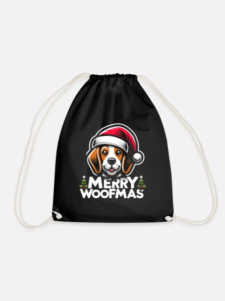 Weihnachtshund Merry Woofmas Christmas Beagle - Turnbeutel - Schwarz