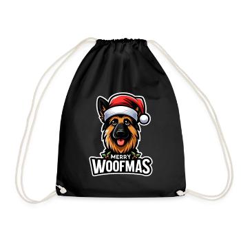 Christmas Dog Merry Woofmas Christmas German - Drawstring Bag - black - Front