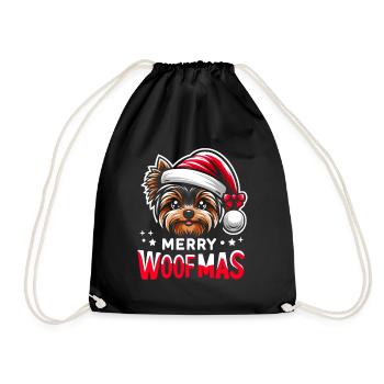 Chien de Noël Merry Woofmas Noël Yorkie - Sac de sport léger - noir - Devant