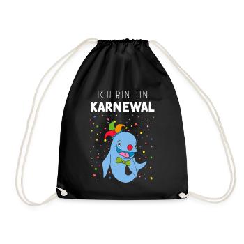 Ich bin ein Karnewal Karneval Fasching Konfetti - Turnbeutel - Schwarz - Vorne