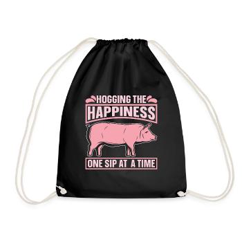 Pig Farming Hogging The Happiness One Pig Breeding - Drawstring Bag - black - Front