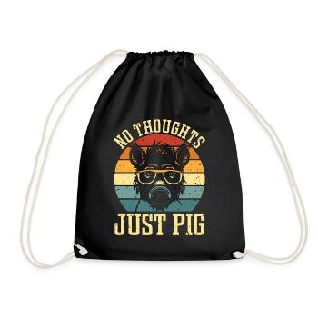 Pig Farming No Thoughts Just Pig Livestock Farming - Drawstring Bag - black - Front