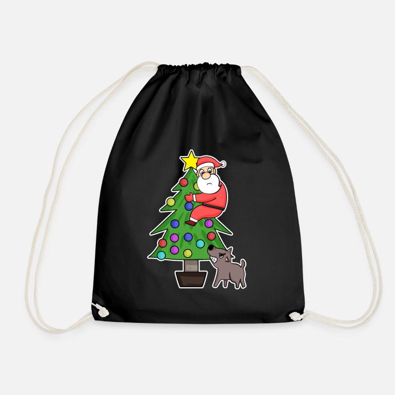 Weihnachtsmann auf dem Weihnachtsbaum - Turnbeutel - Schwarz