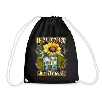 Tournesol Vintage botanique fleurs Illustration - Sac de sport léger - noir - Devant