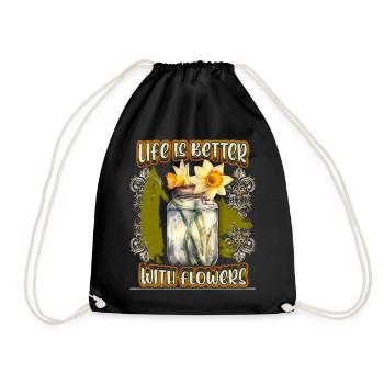 Daffodil, Daffodil, Vintage Botanical Flower - Drawstring Bag - black - Front