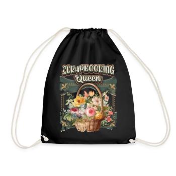 Vintage Scrapbooking, Scrapbook, Poetry Album - Drawstring Bag - black - Front