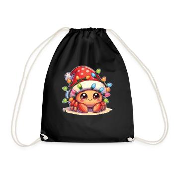 Christmas Fairy Lights Hermit Crab - Drawstring Bag - black - Front