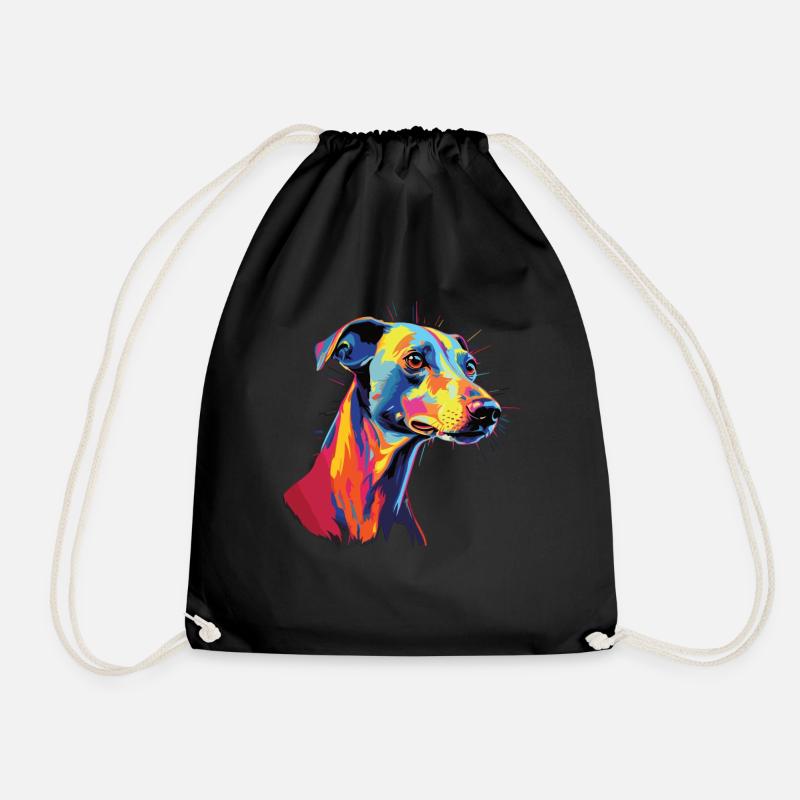 Watercolor Colorful Whippet - Drawstring Bag - black