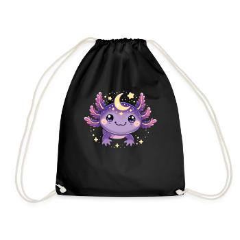 Magisches Mond Sterne lila Axolotl - Turnbeutel - Schwarz - Vorne