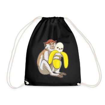 Affe Banane - Turnbeutel - Schwarz - Vorne