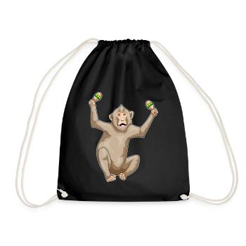 Singe musicien hochet musique - Sac de sport léger - noir - Devant