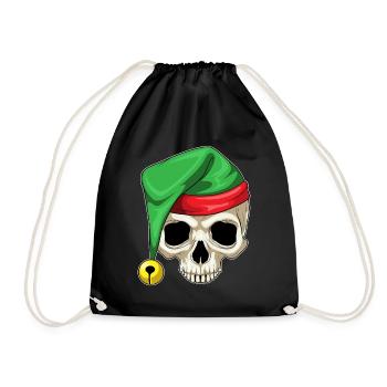 Totenkopf Weihnachten Weihnachtsmütze - Turnbeutel - Schwarz - Vorne