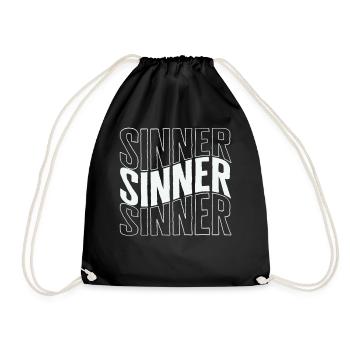 Gothic Shirt, Sinner Tee, Gift For Atheist Occult - Drawstring Bag - black - Front