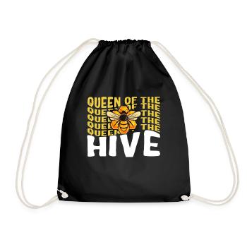 Bee Shirt, Queen Of The Hive Cute Queen Bee Tee, - Drawstring Bag - black - Front