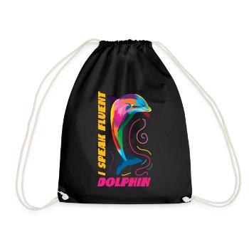 Dolphin I Speak Fluent Dolphin - Turnbeutel - Schwarz - Vorne