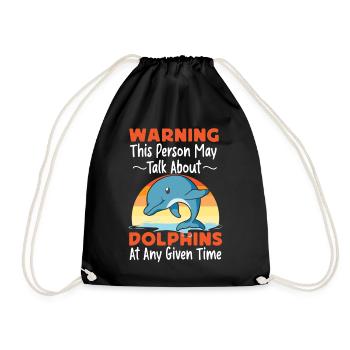 Dolphin Retro Warning This Person - Drawstring Bag - black - Front