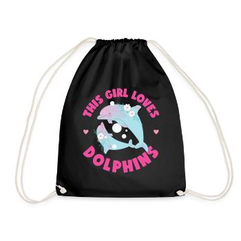 Dolphin This Girl Loves Dolphins - Turnbeutel - Schwarz - Vorne