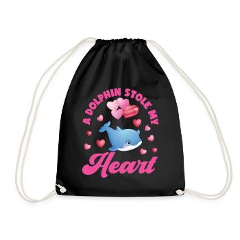 Dolphin Valentines Day A Dolphin - Drawstring Bag - black - Front