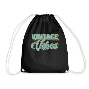 Vintage Vibes Old School Retro Pop - Turnbeutel - Schwarz - Vorne