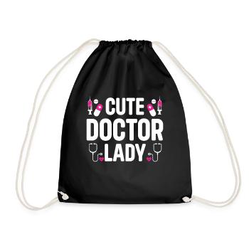 Cute Doctor Lady - Hospital Doctor Lady - Drawstring Bag - black - Front